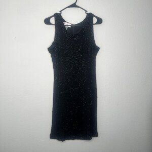 Women's VTG 90s Laurence Kazar Black Beaded Cocktail Lined Dress Size Large